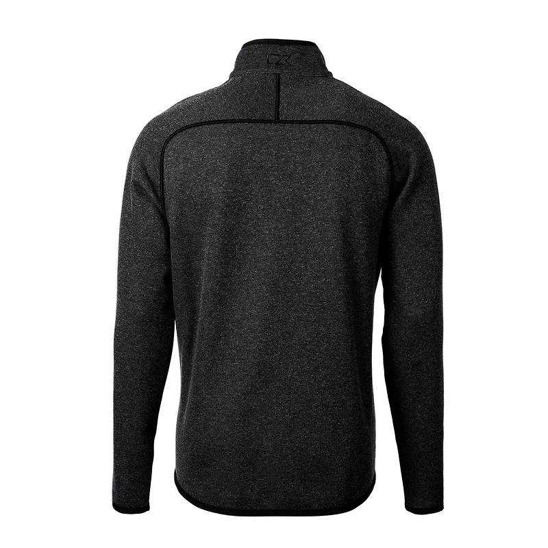 Veste en maille Cutter & Buck Heather Charcoal Ole Miss Rebels Mainsail pour homme, grandes tailles, fermeture éclair intégrale