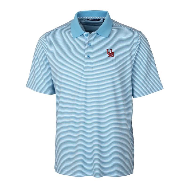 Polo extensible à rayures ton sur bleu clair pour homme Cutter & Buck des Ole Miss Rebels, grandes tailles