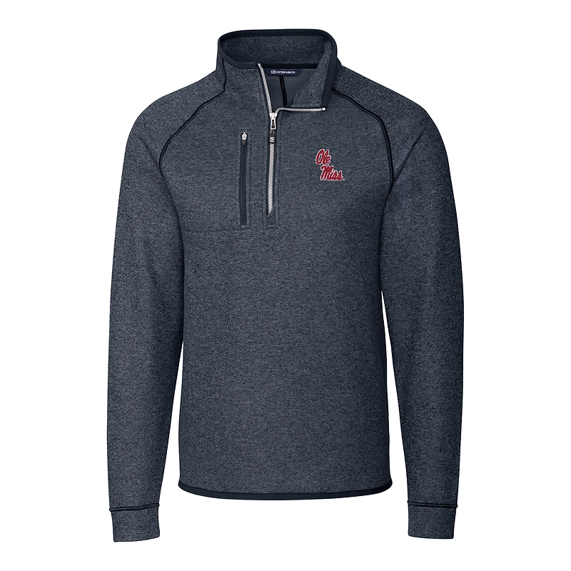 Veste pull-over demi-zipée bleu marine Ole Miss Rebels pour homme, Cutter & Buck