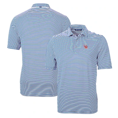 Polo Cutter & Buck Red Ole Miss Rebels Virtue Eco Piqué Stripe Recyclé pour homme