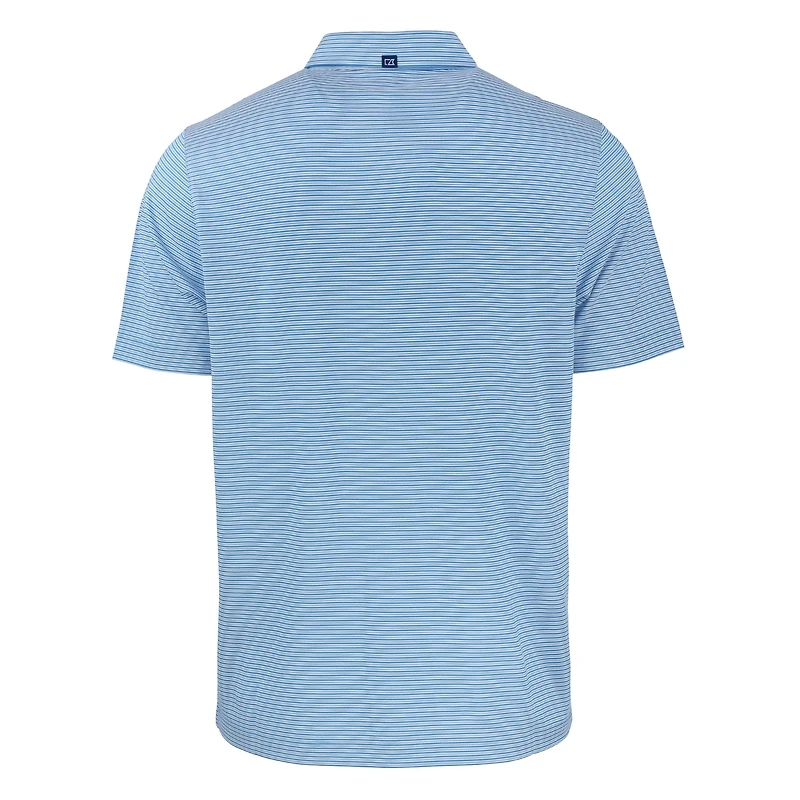 Polo recyclé extensible à double rayure écologique Forge pour homme, bleu poudre Cutter & Buck, Ole Miss Rebels, grandes tailles