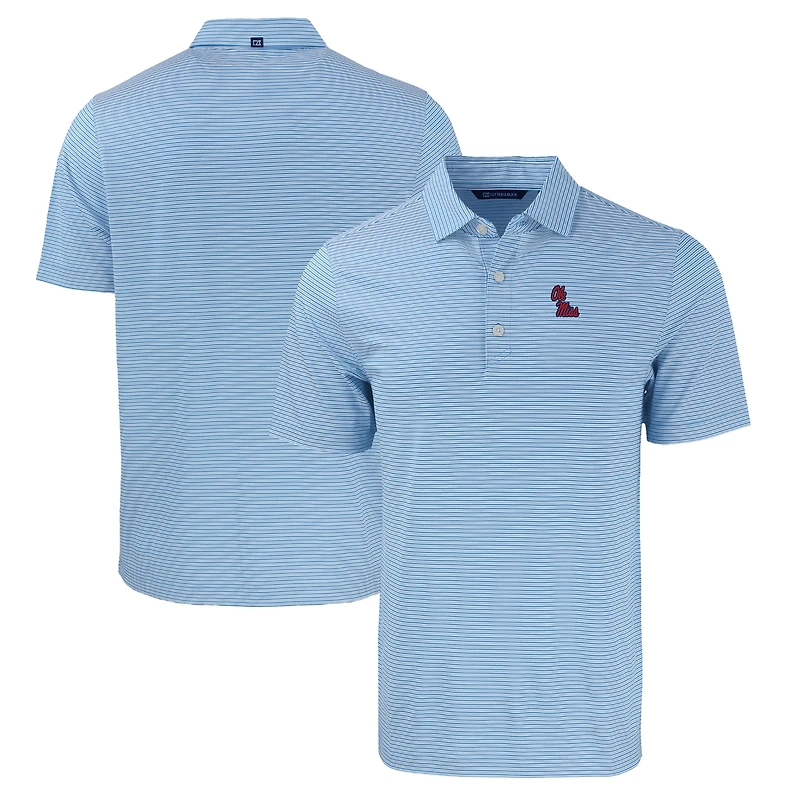 Polo recyclé extensible à double rayure écologique Forge pour homme, bleu poudre Cutter & Buck, Ole Miss Rebels, grandes tailles