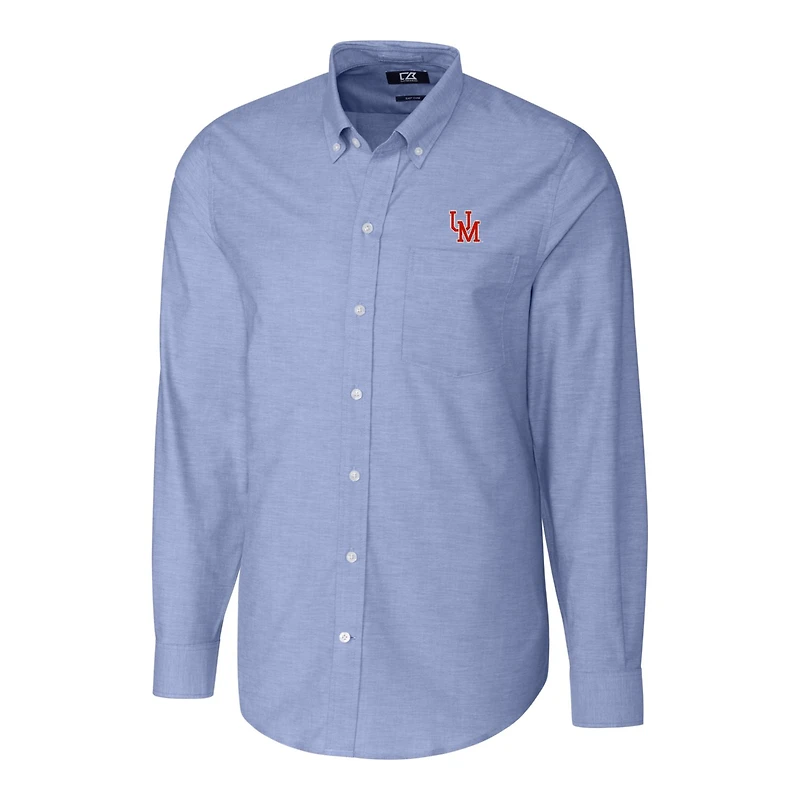 Men's Cutter & Buck Powder Blue Ole Miss Rebels Vault Stretch Oxford Long Sleeve Button-Down Shirt