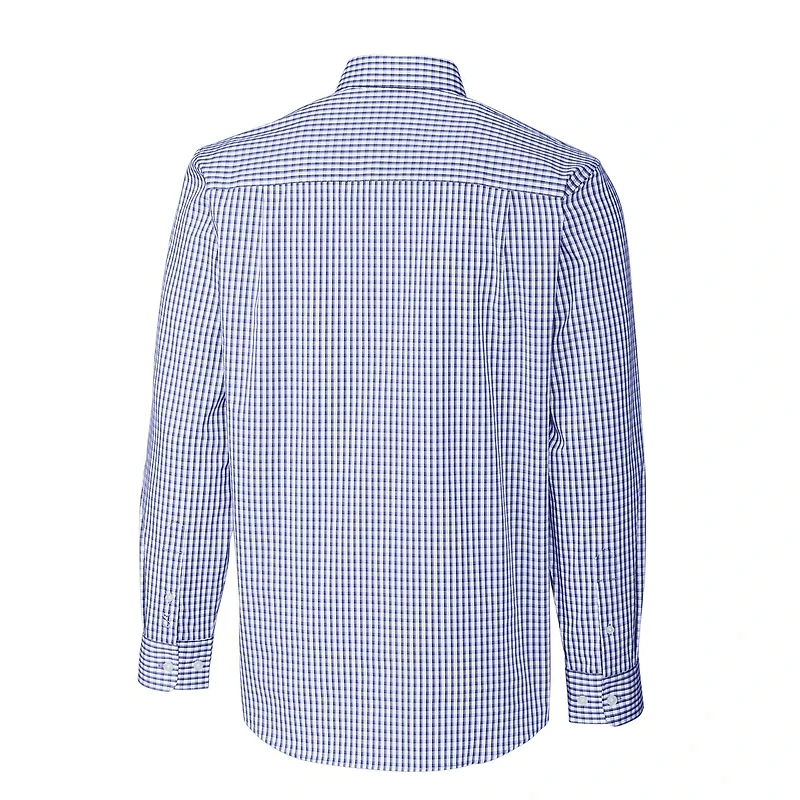 Men's Cutter & Buck Royal Ole Miss Rebels Easy Care Stretch Gingham Big Tall Long Sleeve Button-Down Shirt