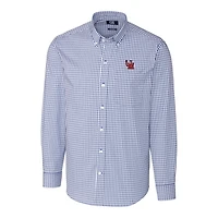 Men's Cutter & Buck Royal Ole Miss Rebels Easy Care Stretch Gingham Long Sleeve Button-Down Shirt