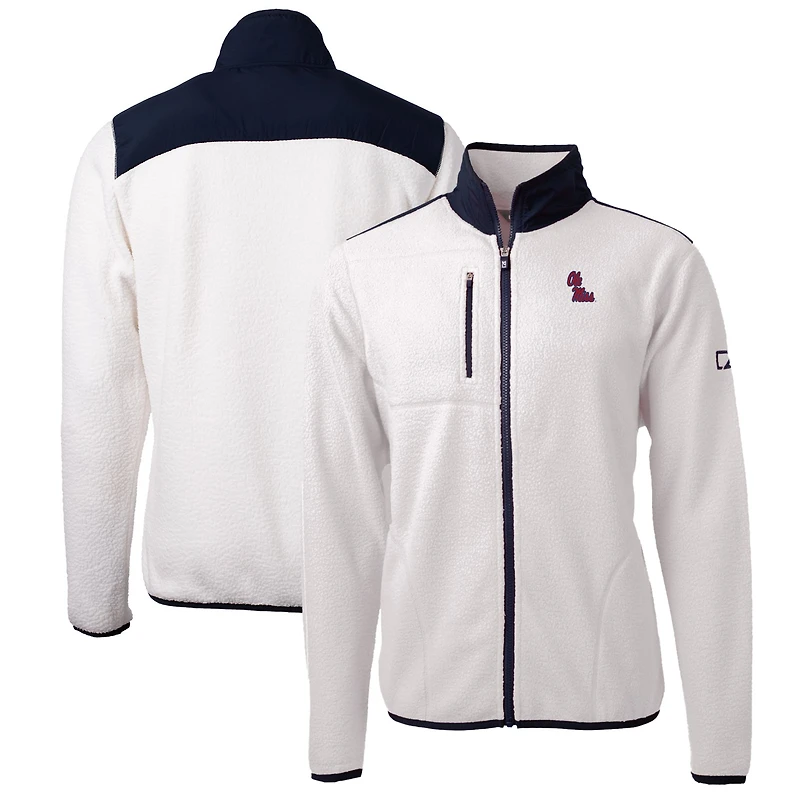 Veste polaire entièrement zippée Cascade Eco Sherpa pour homme, blanche/bleu marine, des Ole Miss Rebels, de taille grande et