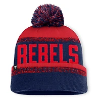 Bonnet en tricot à revers avec pompon Ole Miss Rebels Thrive bleu marine/rouge pour homme