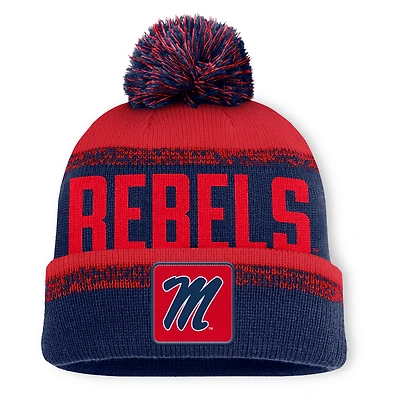Men's Fanatics Navy/Red Ole Miss Rebels Thrive Cuffed Knit Hat with Pom
