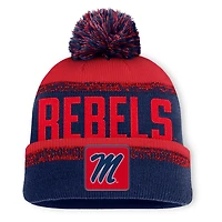 Men's Fanatics Navy/Red Ole Miss Rebels Thrive Cuffed Knit Hat with Pom