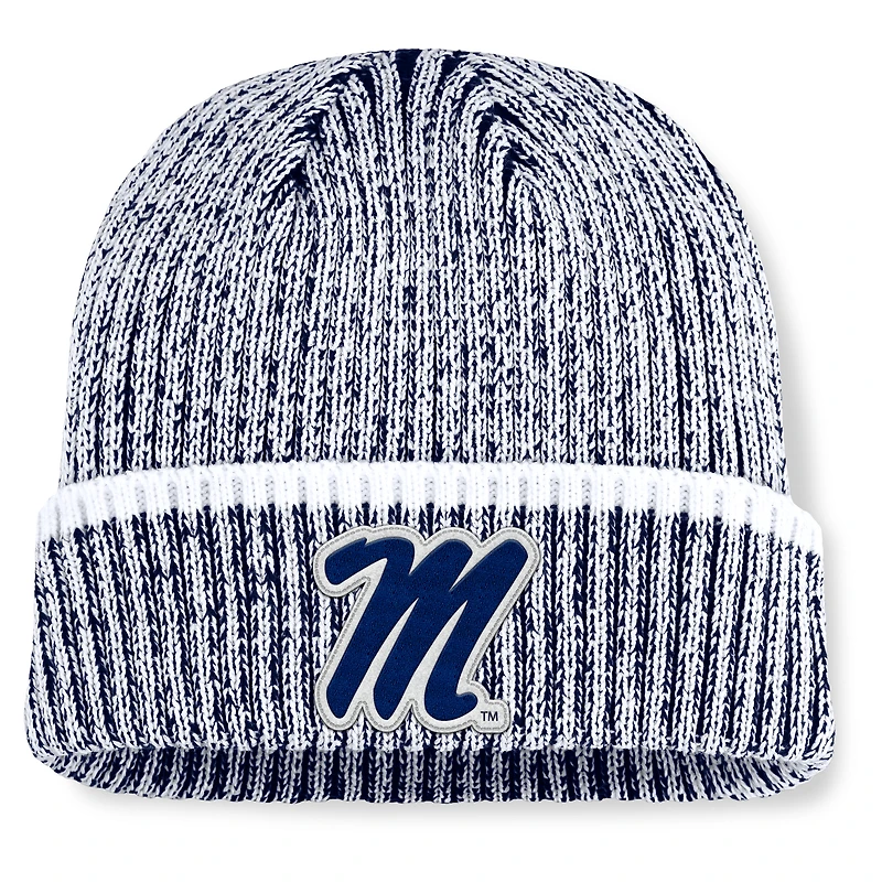Bonnet en tricot à revers Fanatics bleu marine/blanc Ole Miss Rebels Haze pour homme