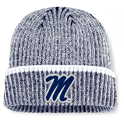 Bonnet en tricot à revers Fanatics bleu marine/blanc Ole Miss Rebels Haze pour homme
