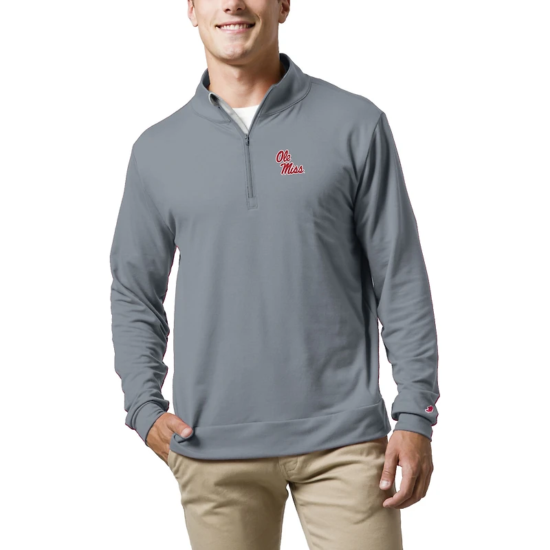 Pull-over bleu clair à fermeture éclair quart de tour pour homme, collection All Day, Ole Miss Rebels