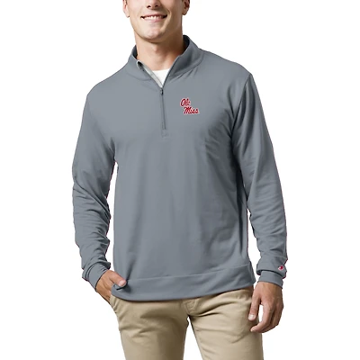 Pull-over bleu clair à fermeture éclair quart de tour pour homme, collection All Day, Ole Miss Rebels