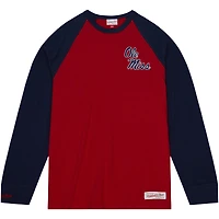 Men's Mitchell & Ness Red Ole Miss Rebels Legendary Slub Raglan Long Sleeve T-Shirt