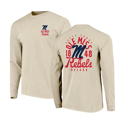 T-shirt à manches longues pour homme Ole Miss Rebels Comfort Colors avec superposition de mascotte