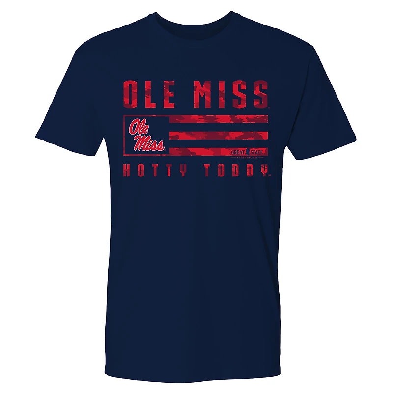T-shirt bleu marine pour homme avec drapeau des Rebels d'Ole Miss