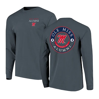 T-shirt à manches longues pour homme, bleu marine, avec logo des anciens élèves Ole Miss Rebels.