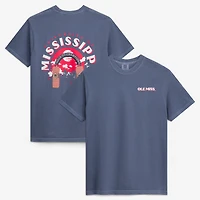 T-shirt homme Ole Miss Rebels bleu marine, couleurs confort, avec statue de l'équipe