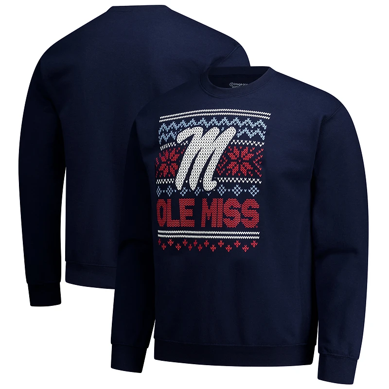 Men's Navy Ole Miss Rebels Holiday Fleece Sweatshirt