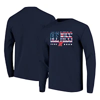 T-shirt à manches longues pour homme, bleu marine, Ole Miss Rebels, taille haute, avec drapeau.