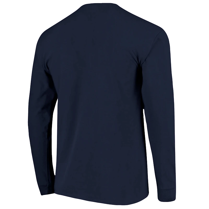 T-shirt à manches longues pour homme, bleu marine, Ole Miss Rebels, taille haute, avec drapeau.