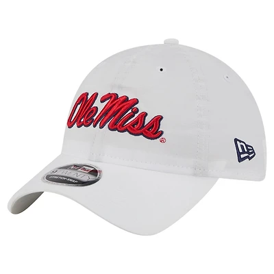 Men's New Era White Ole Miss Rebels Active Ripstop 9TWENTY Adjustable Hat