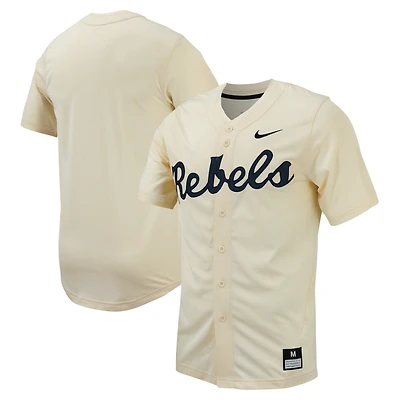 Maillot de baseball réplique à boutons complets Nike Ole Miss Rebels crème pour homme