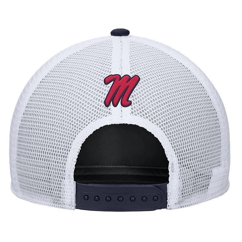 Men's Nike Navy Ole Miss Rebels 2025 On-Field Rise Trucker Performance Adjustable Hat