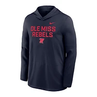 Men's Nike Navy Ole Miss Rebels 2025 Sideline Dri-FIT Long Sleeve Hoodie T-Shirt