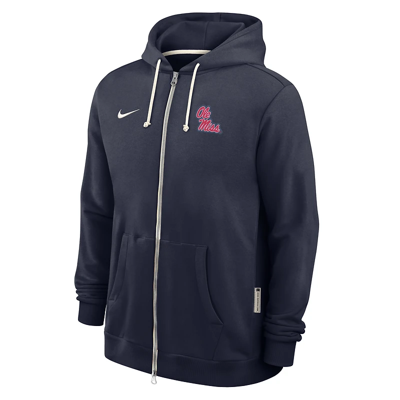 Sweat à capuche Nike bleu marine Ole Miss Rebels 2025 Performance entièrement zippé pour homme