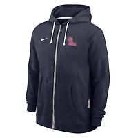 Sweat à capuche Nike bleu marine Ole Miss Rebels 2025 Performance entièrement zippé pour homme