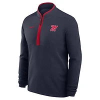 Men's Nike Navy Ole Miss Rebels Coaches Courtside Basketball Victory Performance Quarter-Zip Top