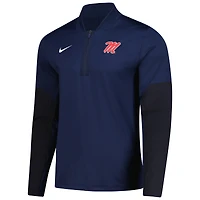 Men's Nike  Navy Ole Miss Rebels Dri-FIT Half-Zip Pullover