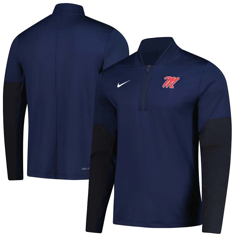 Men's Nike Navy Ole Miss Rebels Dri-FIT Half-Zip Pullover