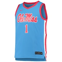 Maillot de basket-ball réplique Nike #1 Ole Miss Rebels bleu clair pour homme