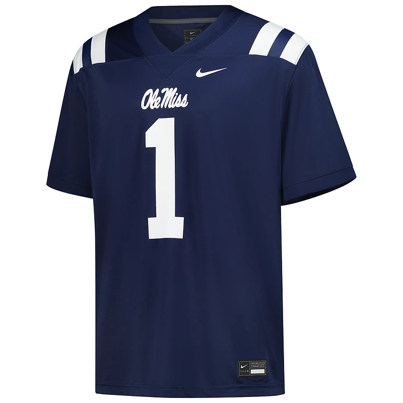 Men's Nike #1 Navy Ole Miss Rebels Untouchable Football Jersey