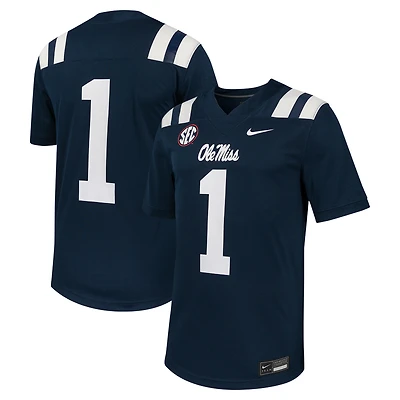Men's Nike #1 Navy Ole Miss Rebels Untouchable Football Jersey