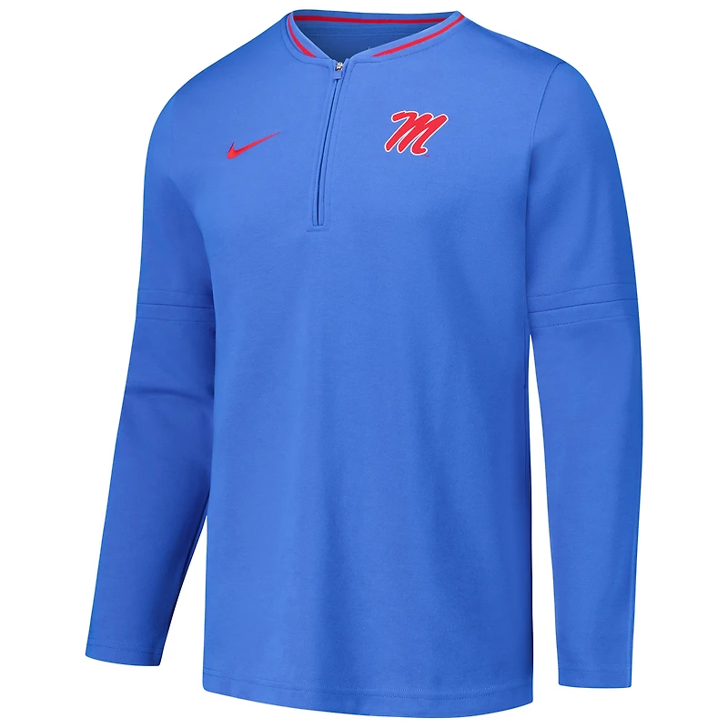 Veste à quart de zip Nike Powder Blue Ole Miss Rebels Coaches pour homme