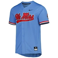 Maillot de baseball réplique à boutons complets Nike Ole Miss Rebels bleu poudré pour homme