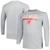 T-shirt à manches longues deux coups pour hommes Profile gris Ole Miss Rebels Big & Tall