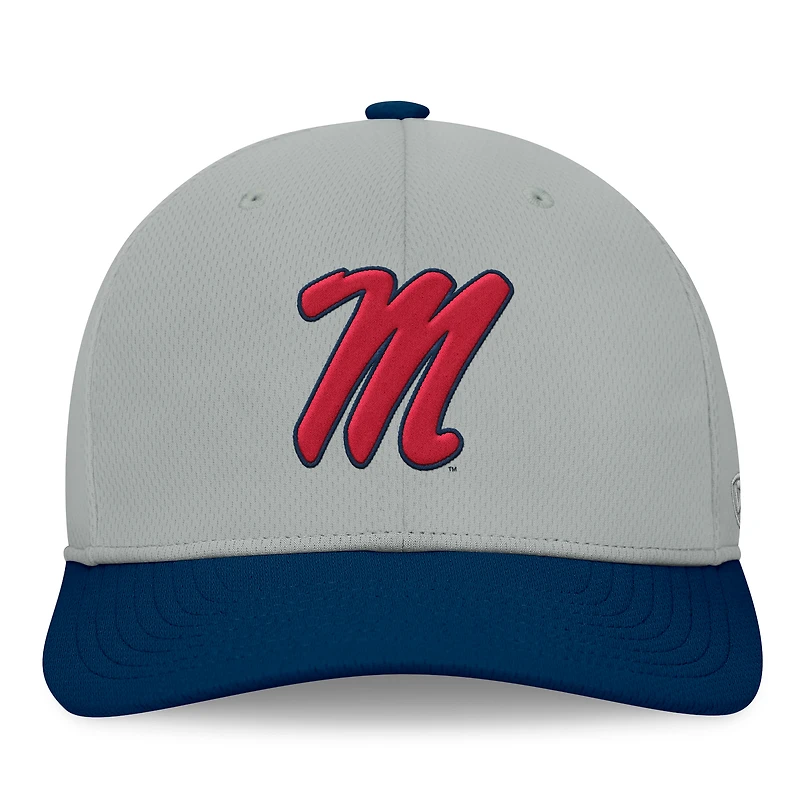Casquette Mick Flex Ole Miss Rebels grise/bleu marine pour homme Top of the World