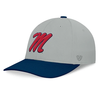 Casquette Mick Flex Ole Miss Rebels grise/bleu marine pour homme Top of the World