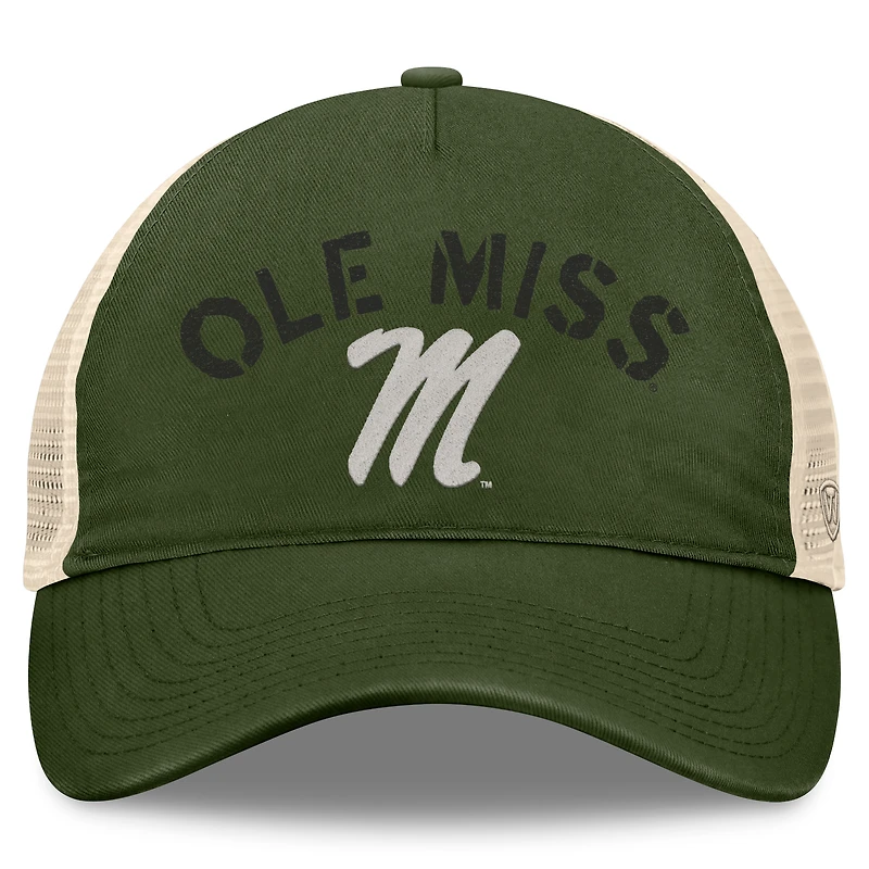 Men's Top of the World Hunter Green Ole Miss Rebels OHT Military Appreciation Glory Trucker Adjustable Hat