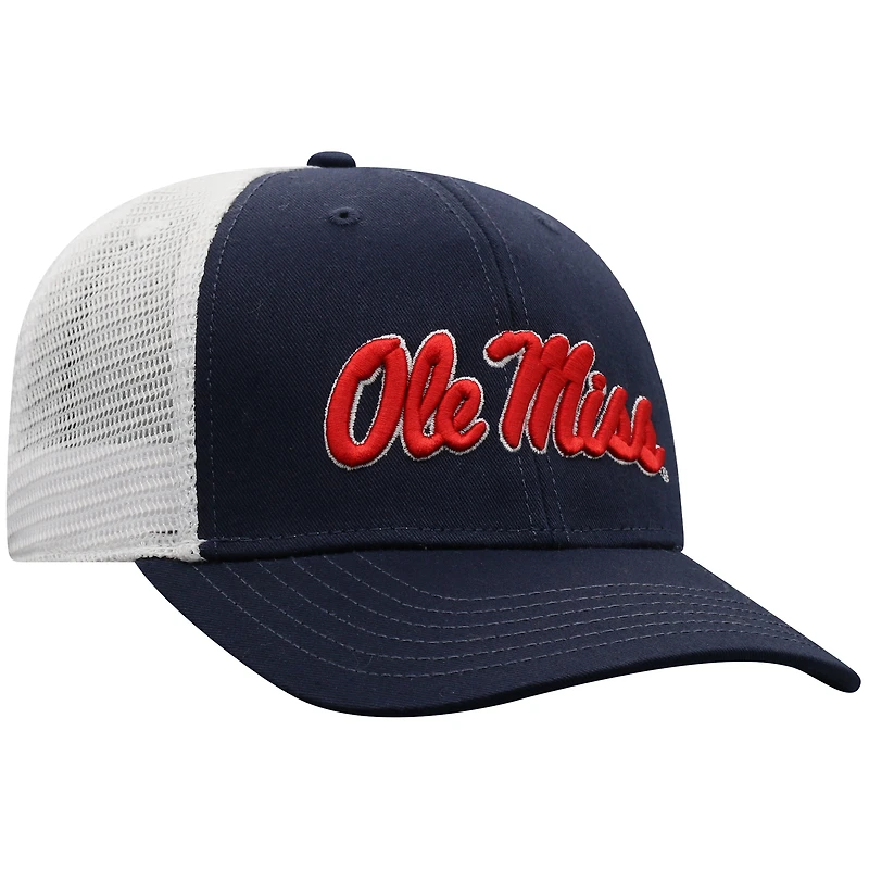 Men's Top of the World Navy/White Ole Miss Rebels Trucker Snapback Hat