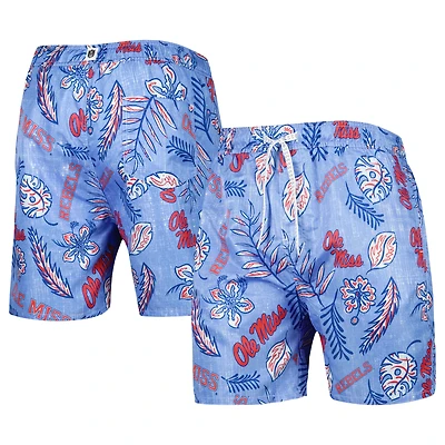 Wes & Willy Powder Blue Ole Miss Rebels Maillot de bain à fleurs vintage pour homme