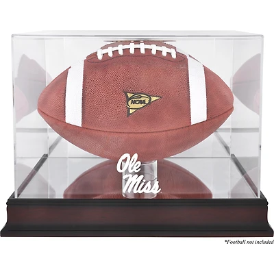 Étui de football avec logo et base en acajou Ole Miss Rebels avec dos miroir