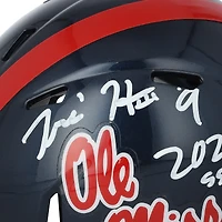 Tre Harris Ole Miss Rebels Autographed Riddell Navy Speed Mini Helmet with "2025 55th Pick" Inscription 