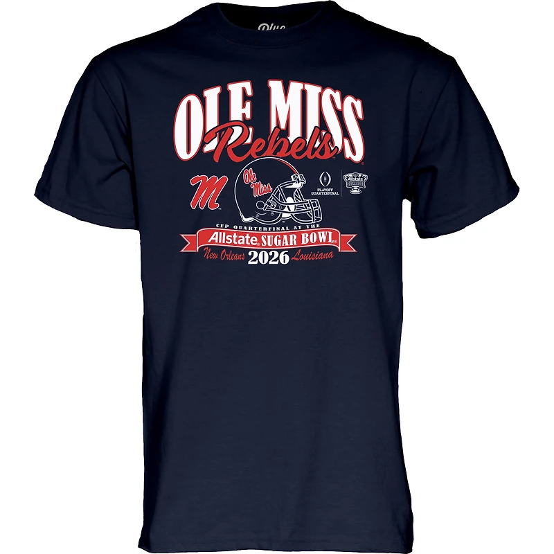 T-shirt unisexe bleu marine 84 Ole Miss Rebels, séries éliminatoires de football universitaire 2026, Sugar Bowl