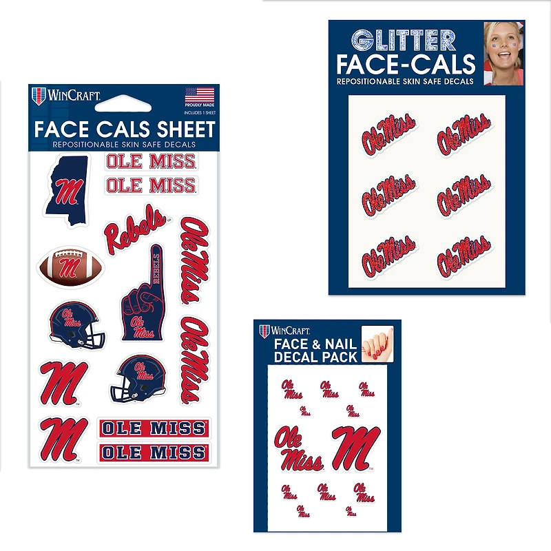Ensemble de tatouages sans eau WinCraft Ole Miss Rebels 4" x 7"