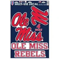 Feuille d'autocollants multi-usages WinCraft Ole Miss Rebels Primary 11'' x 17